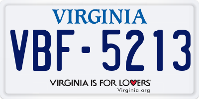 VA license plate VBF5213