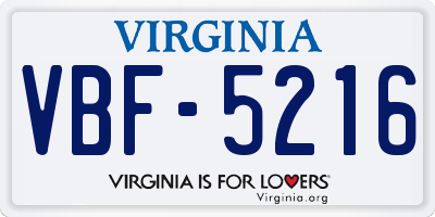 VA license plate VBF5216