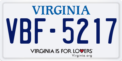 VA license plate VBF5217
