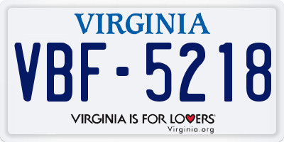 VA license plate VBF5218