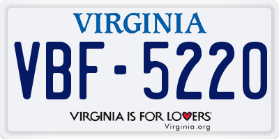 VA license plate VBF5220
