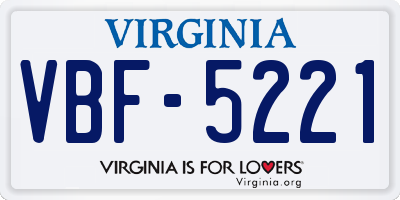 VA license plate VBF5221