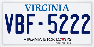 VA license plate VBF5222