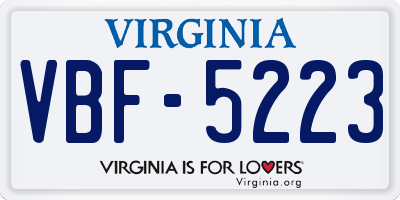 VA license plate VBF5223