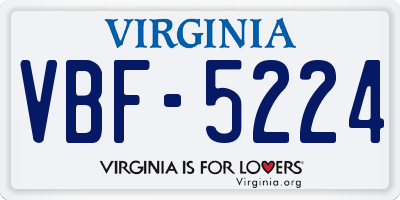 VA license plate VBF5224