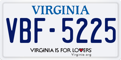 VA license plate VBF5225