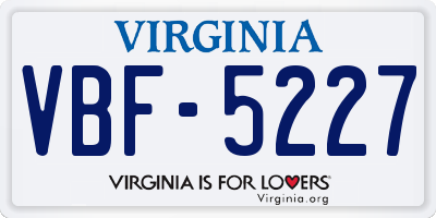 VA license plate VBF5227