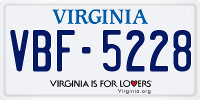 VA license plate VBF5228