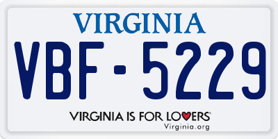 VA license plate VBF5229