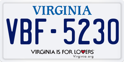 VA license plate VBF5230