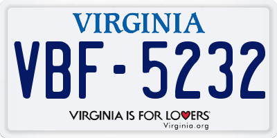 VA license plate VBF5232