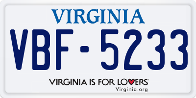 VA license plate VBF5233
