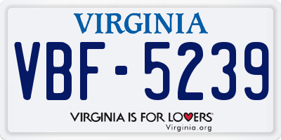 VA license plate VBF5239