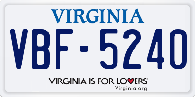 VA license plate VBF5240