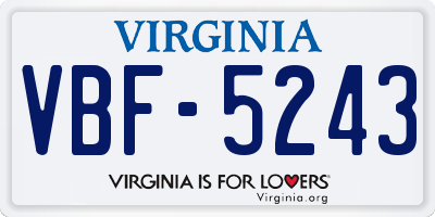 VA license plate VBF5243