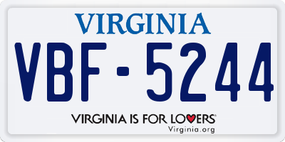 VA license plate VBF5244