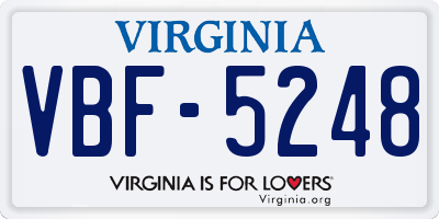 VA license plate VBF5248