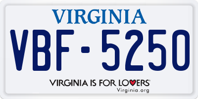 VA license plate VBF5250