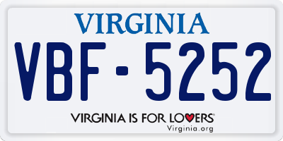 VA license plate VBF5252