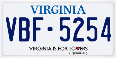 VA license plate VBF5254