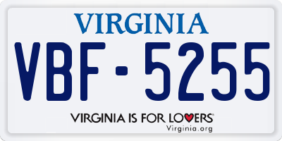 VA license plate VBF5255