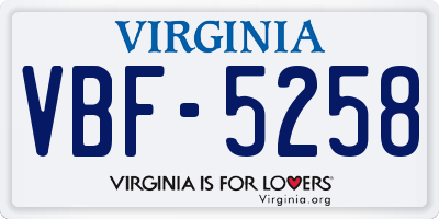 VA license plate VBF5258