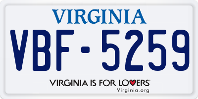 VA license plate VBF5259