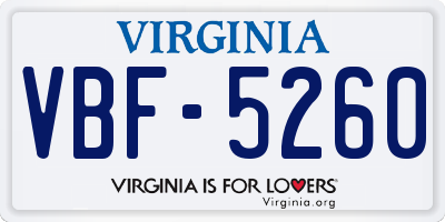 VA license plate VBF5260