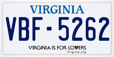 VA license plate VBF5262