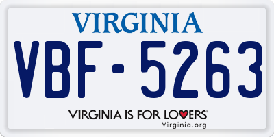 VA license plate VBF5263