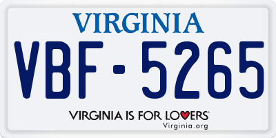 VA license plate VBF5265
