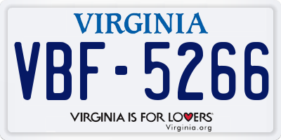 VA license plate VBF5266