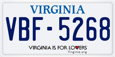 VA license plate VBF5268