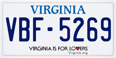 VA license plate VBF5269