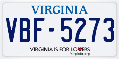 VA license plate VBF5273