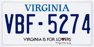VA license plate VBF5274