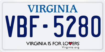 VA license plate VBF5280