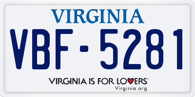 VA license plate VBF5281