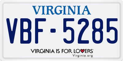 VA license plate VBF5285