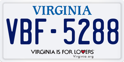 VA license plate VBF5288