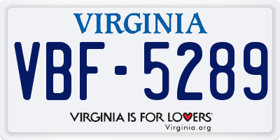 VA license plate VBF5289