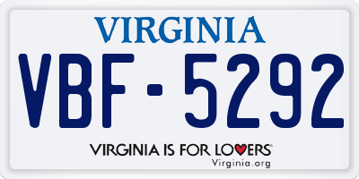 VA license plate VBF5292