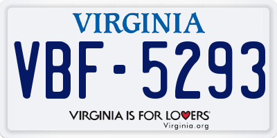 VA license plate VBF5293