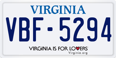 VA license plate VBF5294