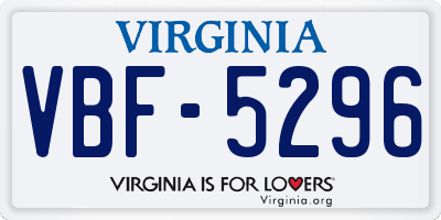 VA license plate VBF5296