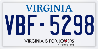VA license plate VBF5298