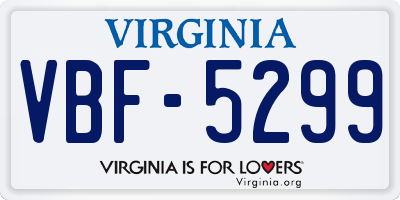 VA license plate VBF5299