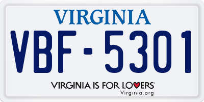 VA license plate VBF5301