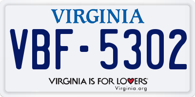 VA license plate VBF5302