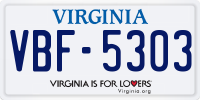 VA license plate VBF5303